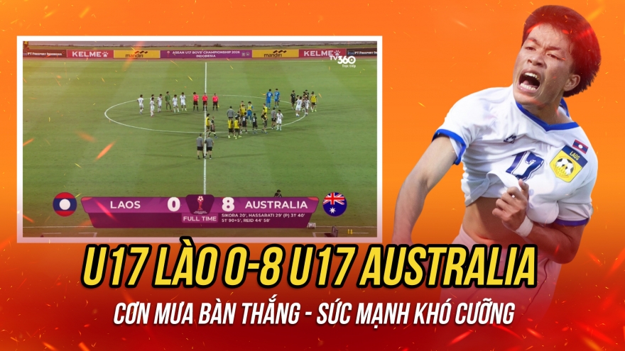Kết quả U17 Đông Nam Á 2026 hôm nay 24/4: U17 Lào thua 0-8 trước U17 Australia